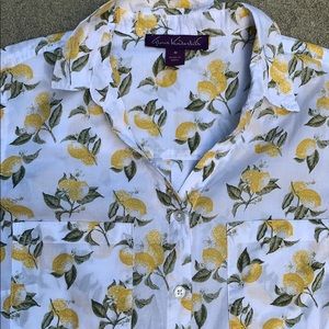 GLORIA VANDERBILT Vintage Lemon 🍋 Print Buttondown M